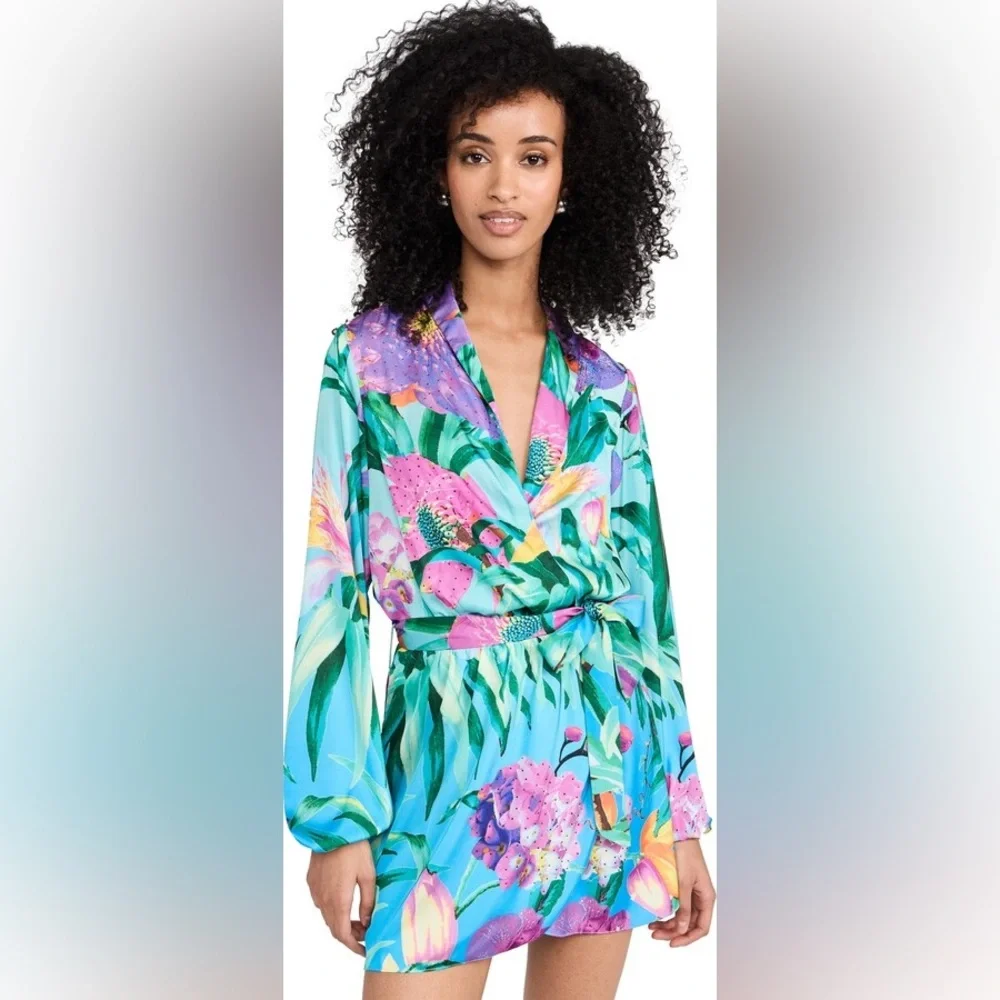 Rococo Sand Blue and Pink Floral Mini Dress - Picture 5 of 16